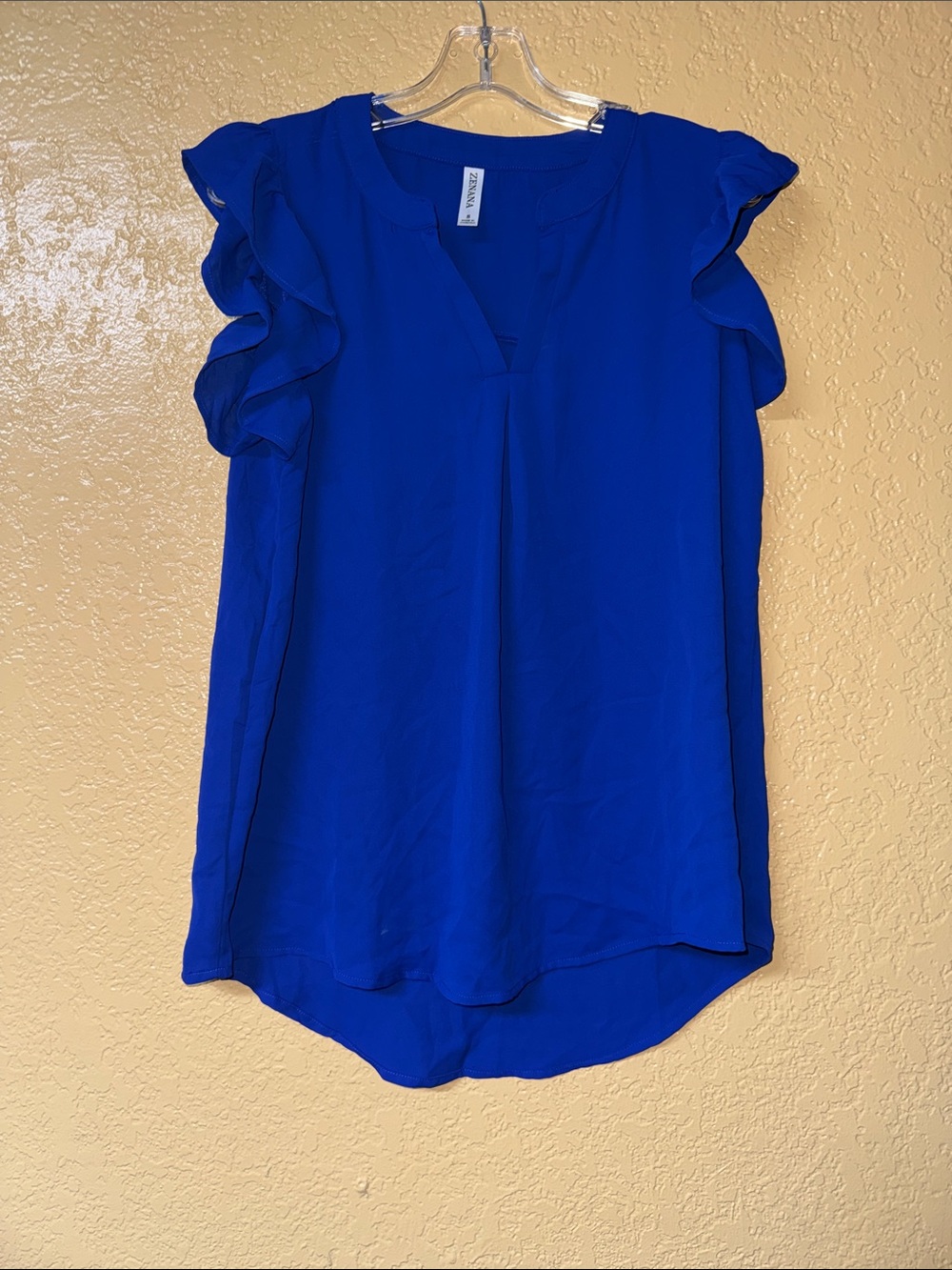 Zenana Outfitters Royal Blue Ruffle Sleeve Blouse